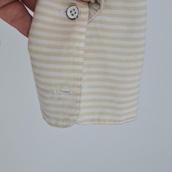 Free People Blouse Shirt S Cape Town Colorblock Stripe Long Sleeve Peach Combo - Picture 14 of 15